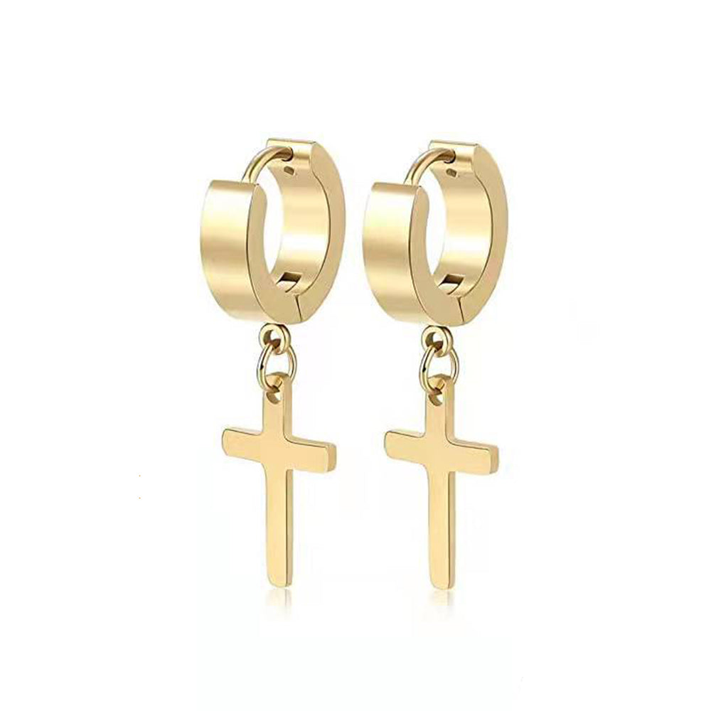 Titanium Steel Cross Earrings
