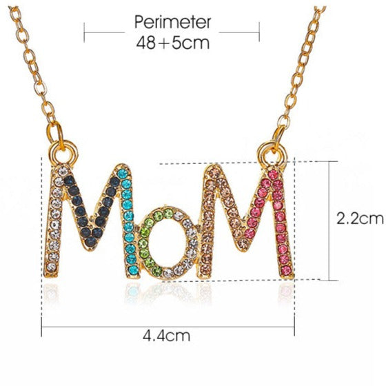 Colorful Rhinestone Mom Necklace - Uniqua Treasures