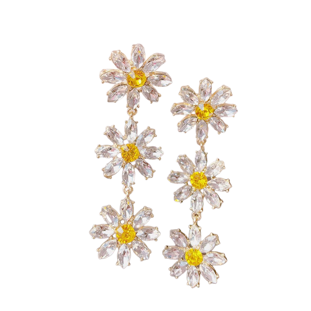 Rhinestone Daisy Earrings - Uniqua Treasures