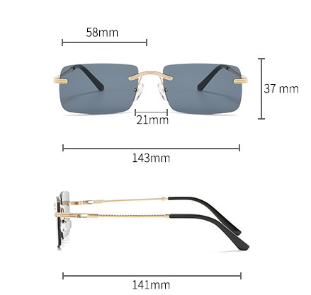 Gold Frameless Rectangle Sunglasses - Uniqua Treasures