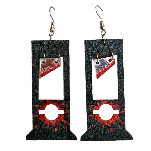 Guillotine Bloodstained Wood Earrings - Uniqua Treasures