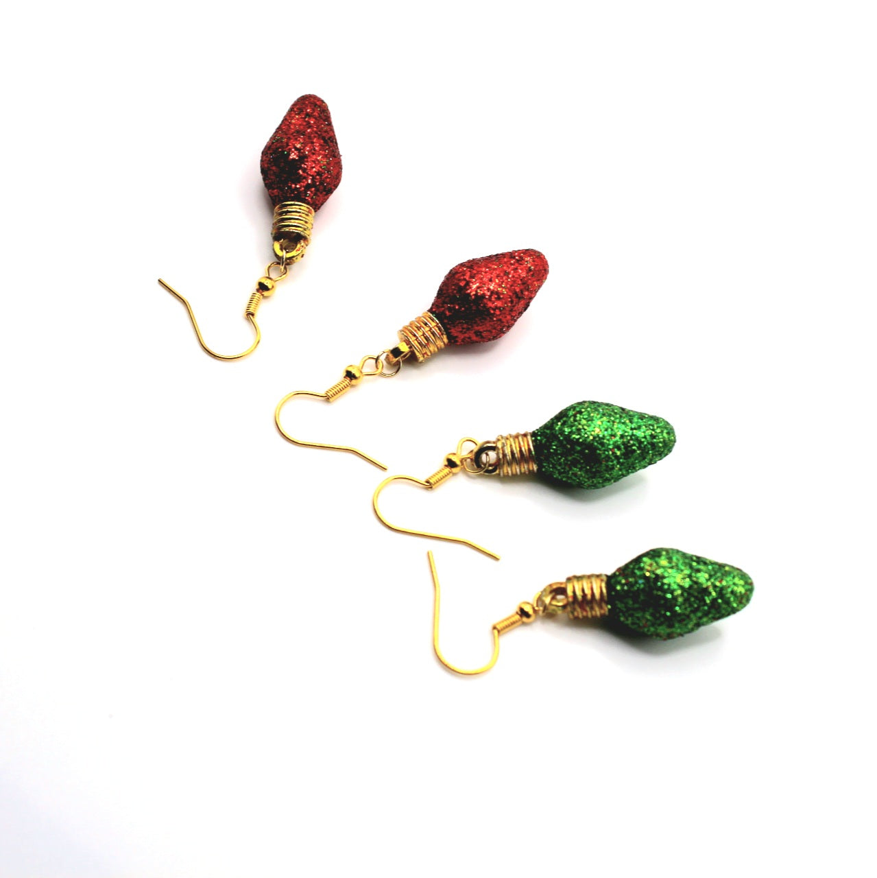 Christmas Glitter Light Bulb Earrings - Uniqua Treasures