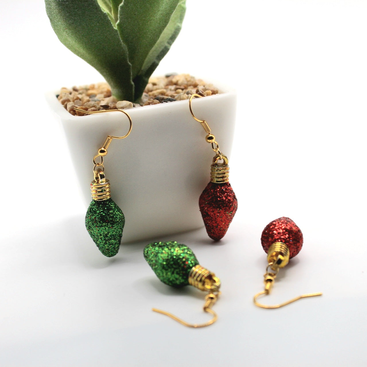 Christmas Glitter Light Bulb Earrings - Uniqua Treasures