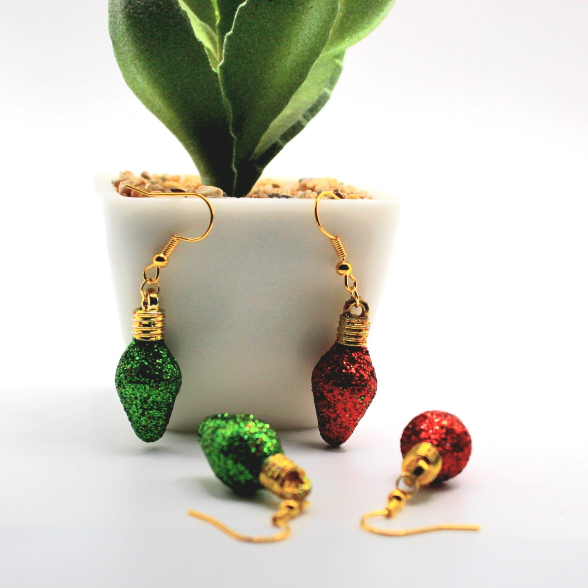 Christmas Glitter Light Bulb Earrings - Uniqua Treasures