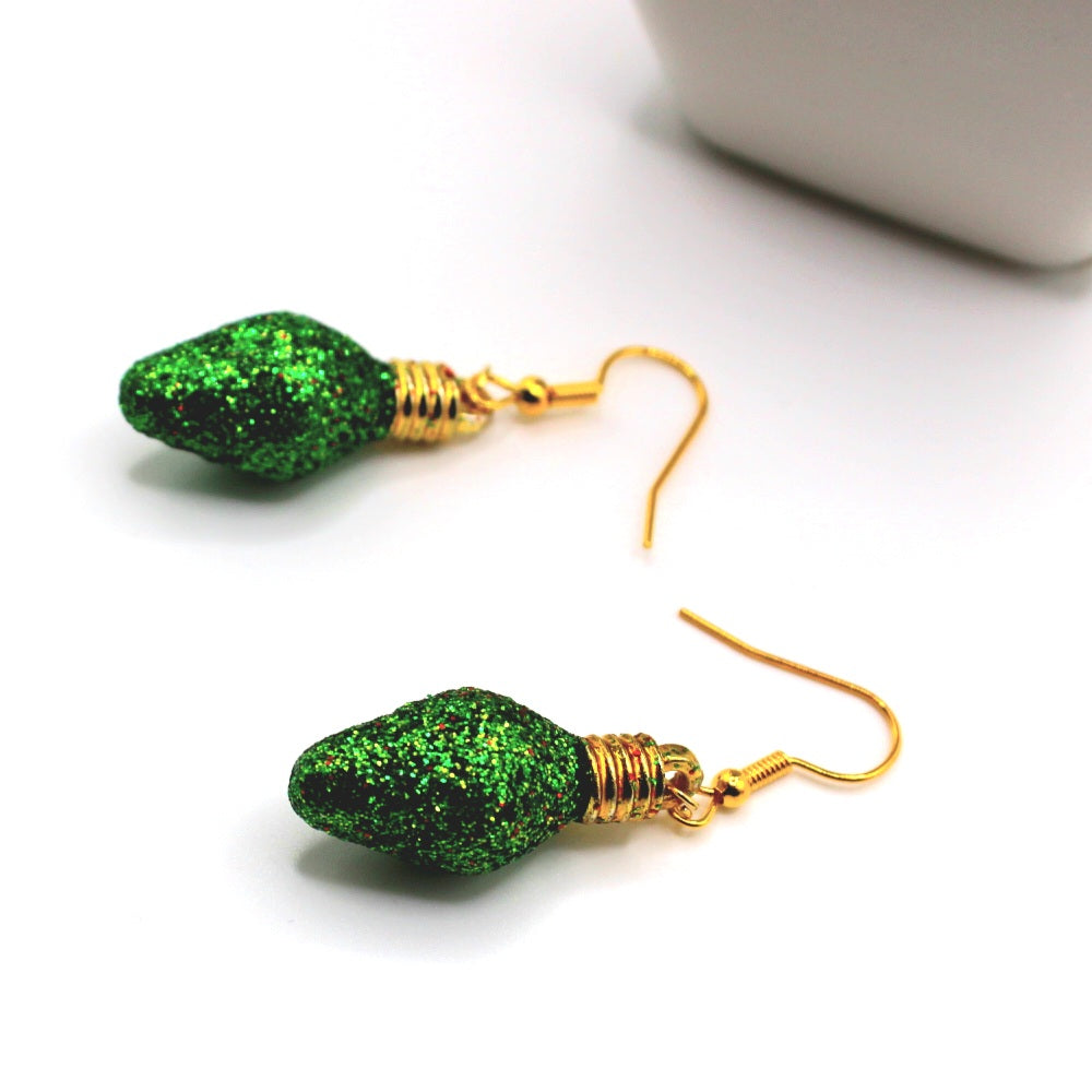 Christmas Glitter Light Bulb Earrings - Uniqua Treasures