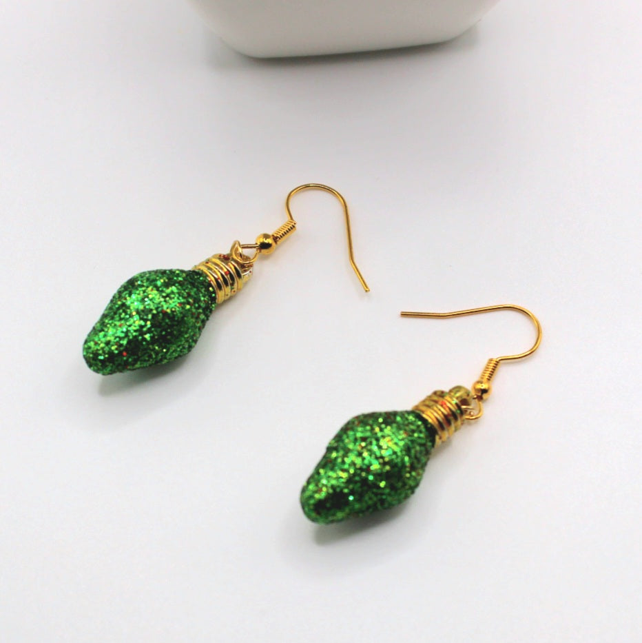 Christmas Glitter Light Bulb Earrings - Uniqua Treasures