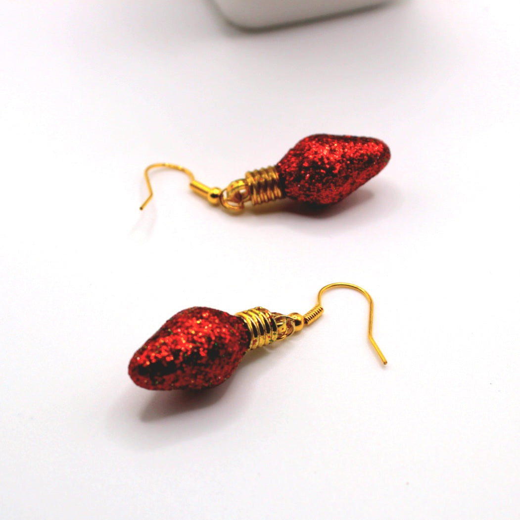 Christmas Glitter Light Bulb Earrings - Uniqua Treasures