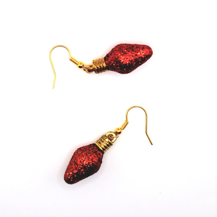 Christmas Glitter Light Bulb Earrings - Uniqua Treasures