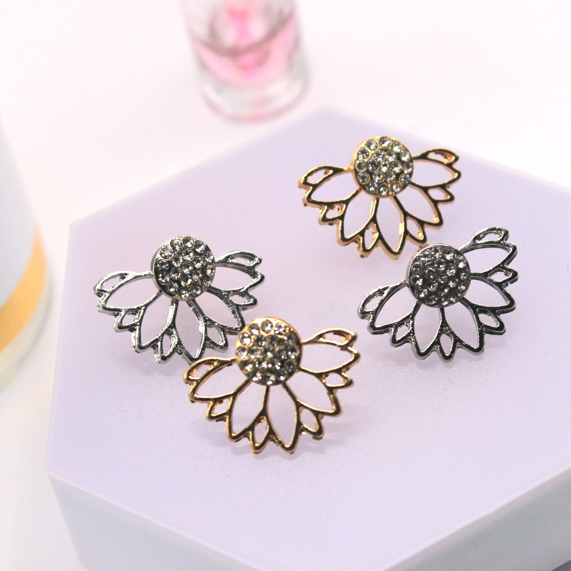 Asymmetrical Flower Petal Earrings - Uniqua Treasures