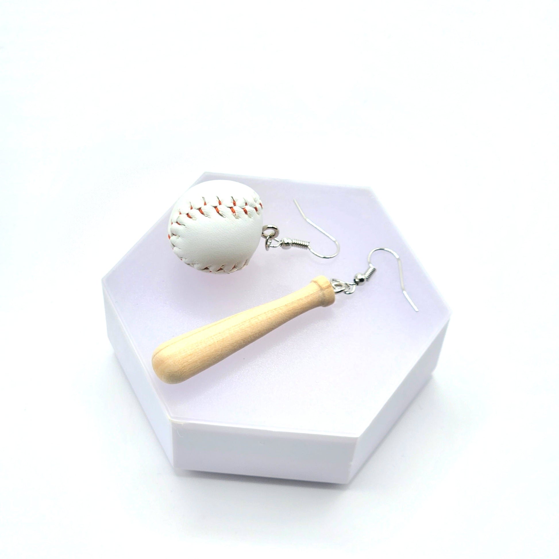 Asymmetrical Baseball and Bat Earring - Uniqua Treasures