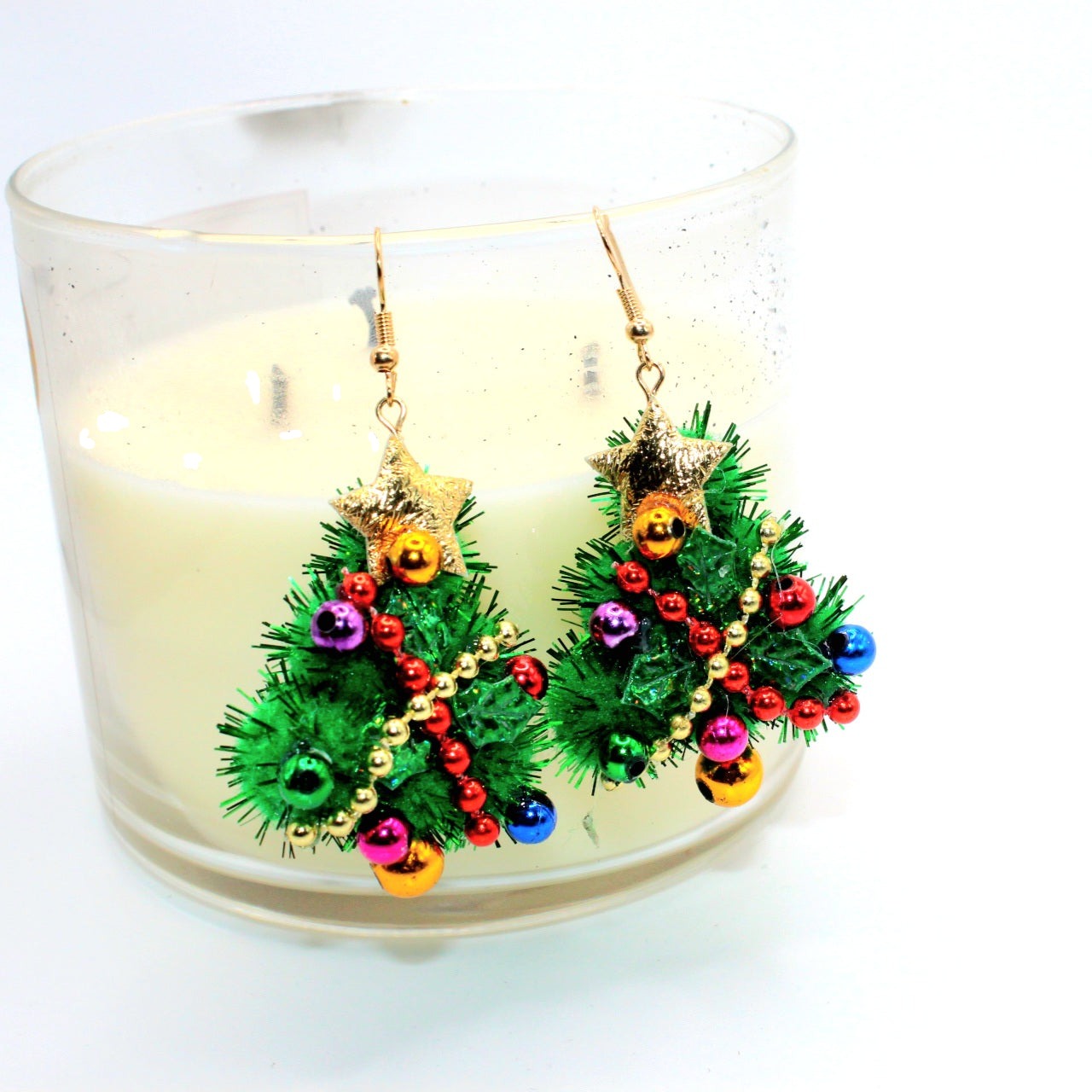 Soft Christmas Tree Ornament Earrings - Uniqua Treasures