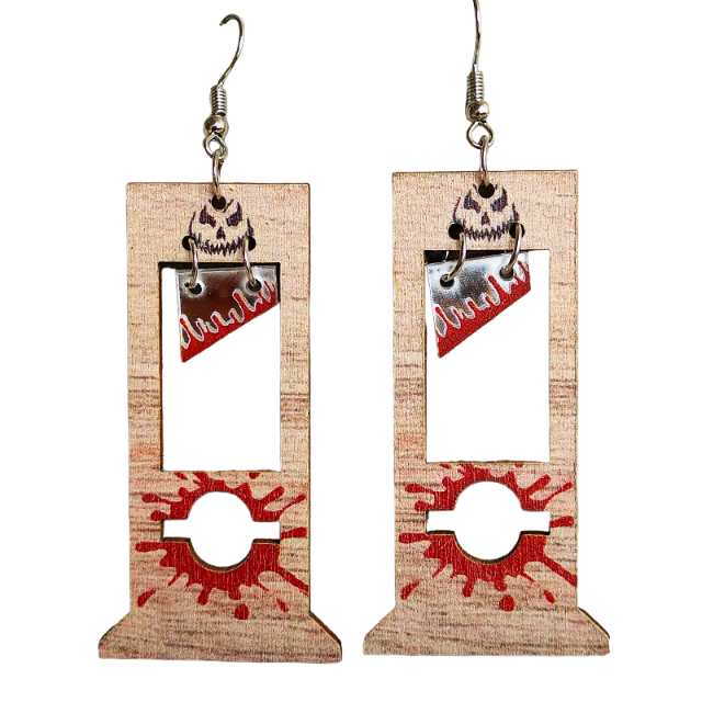 Guillotine Bloodstained Wood Earrings - Uniqua Treasures