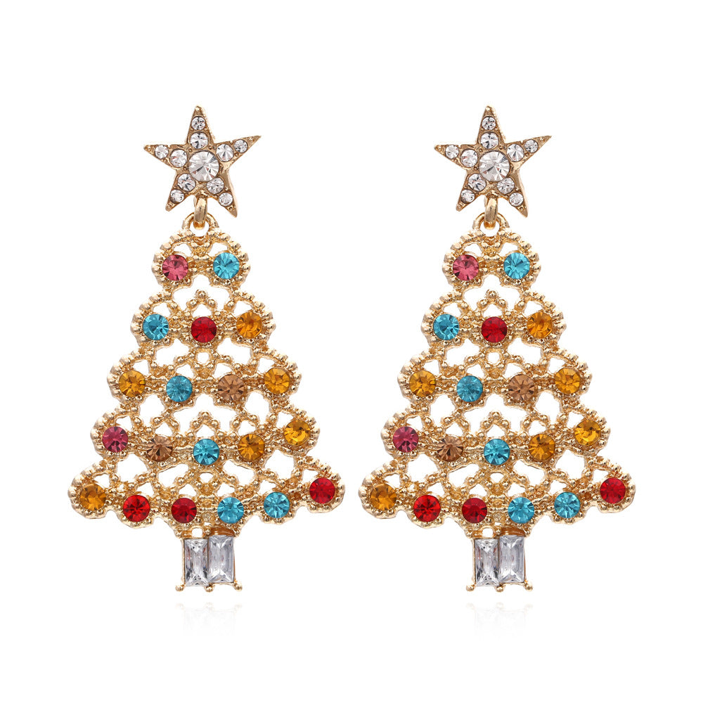 Rhinestone Christmas Tree Earrings - Uniqua Treasures