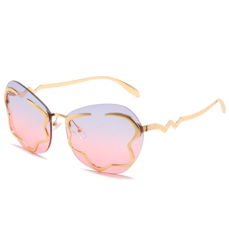 Womens Gold Design Frameless Sunglasses - Uniqua Treasures