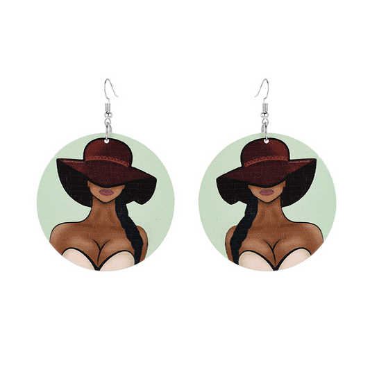 Classy Woman Wooden Earrings - Uniqua Treasures