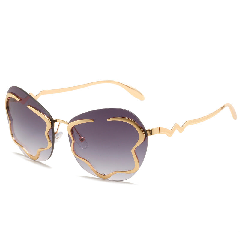 Womens Gold Design Frameless Sunglasses - Uniqua Treasures