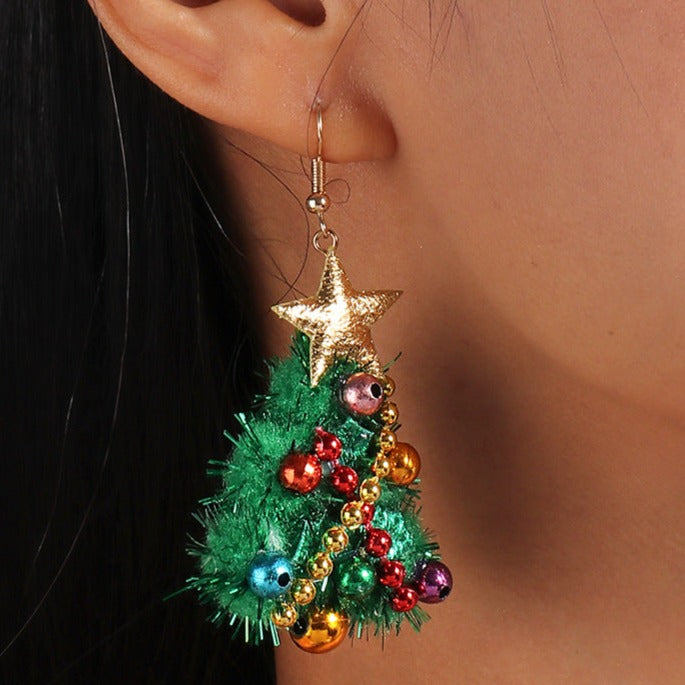 Soft Christmas Tree Ornament Earrings - Uniqua Treasures