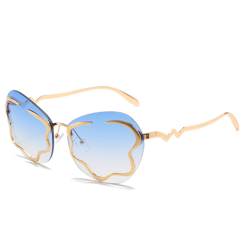 Womens Gold Design Frameless Sunglasses - Uniqua Treasures