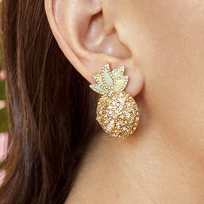 Diamond Pineapple Earrings - Uniqua Treasures