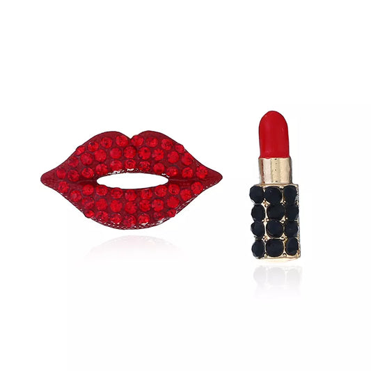 Rhinestone Red Lips Lipstick Stud Earrings - Uniqua Treasures