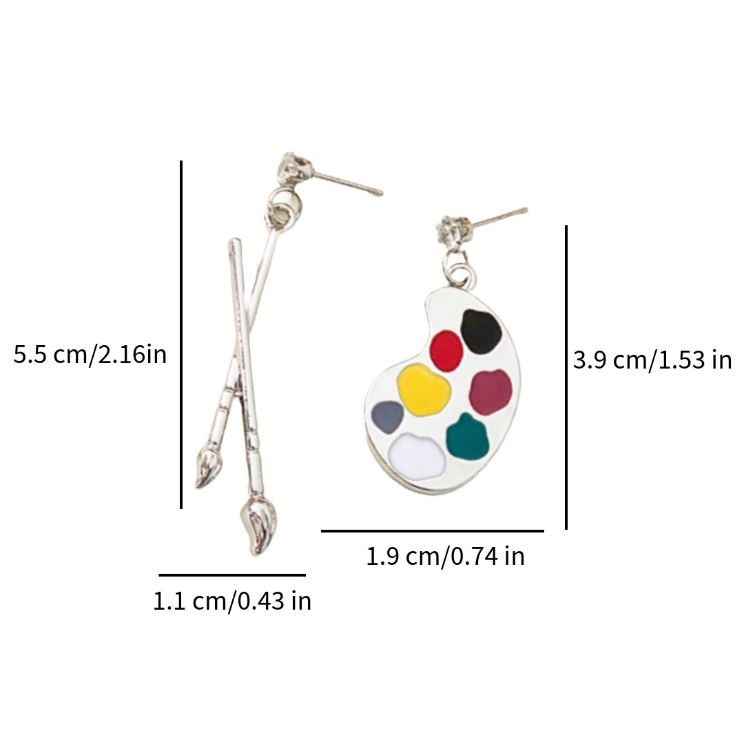 Asymmetry Paint Brush Palette Stud Earrings - Uniqua Treasures