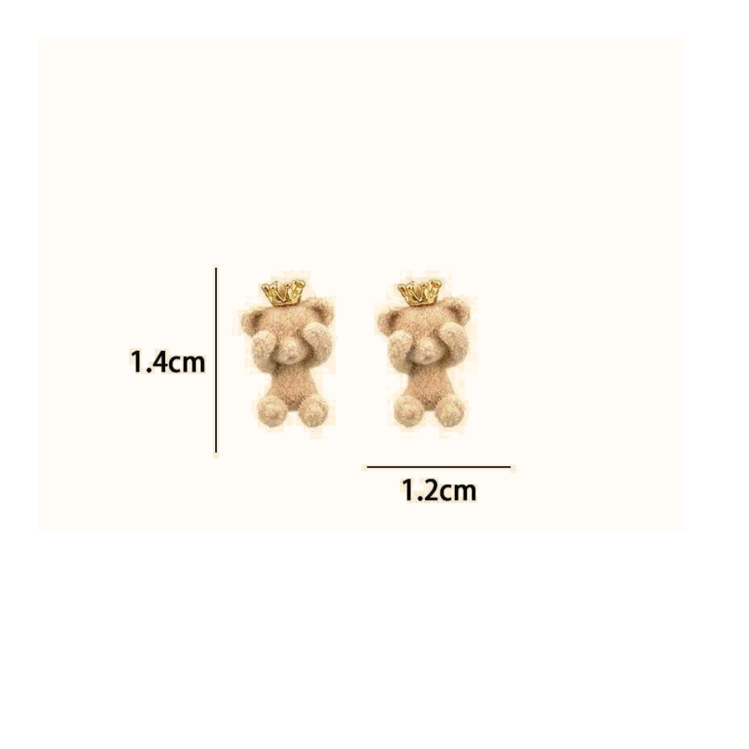 Crowned Teddy Bear Earrings - Uniqua Treasures