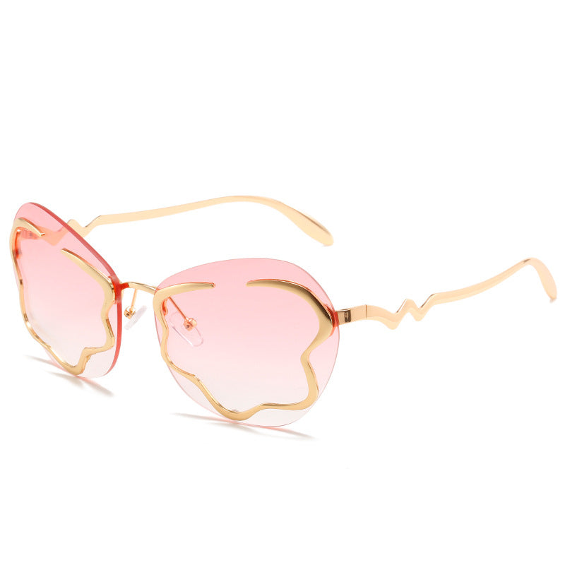 Womens Gold Design Frameless Sunglasses - Uniqua Treasures