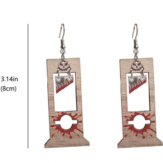 Guillotine Bloodstained Wood Earrings - Uniqua Treasures