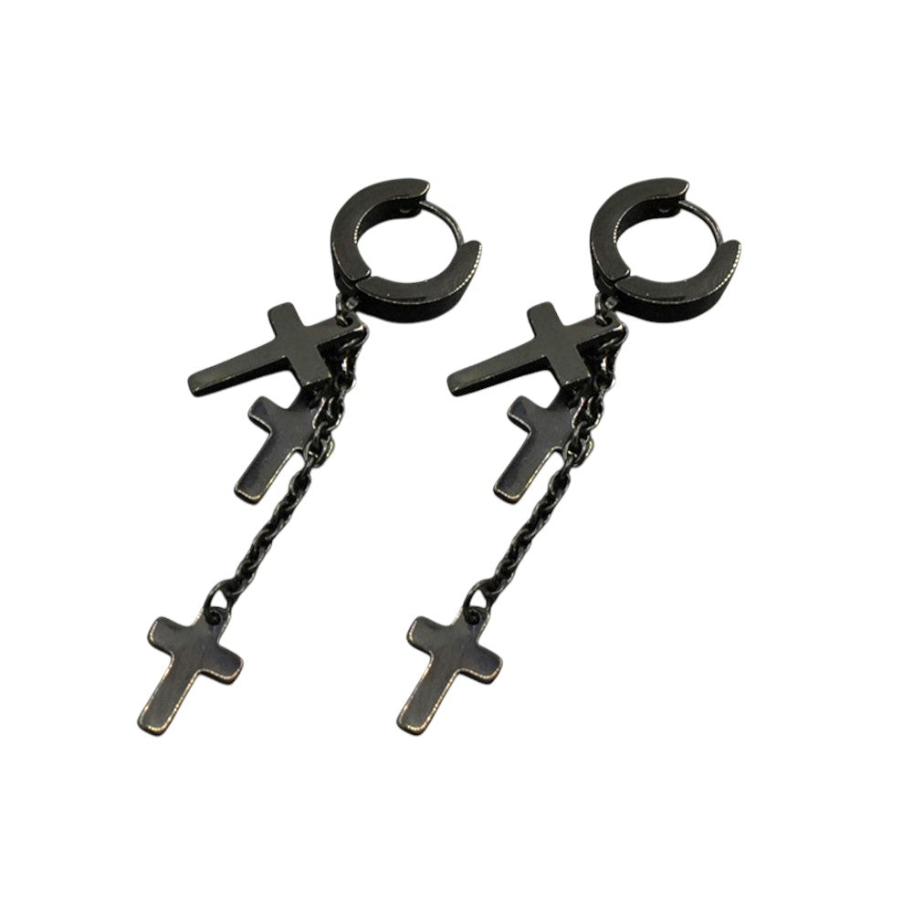 Stainless Steel Triple Cross Earrings