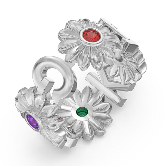 Sterling Silver Initial Birthstone Ring - Uniqua Treasures