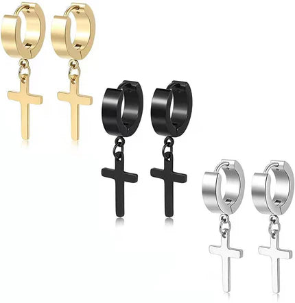Titanium Steel Cross Earrings