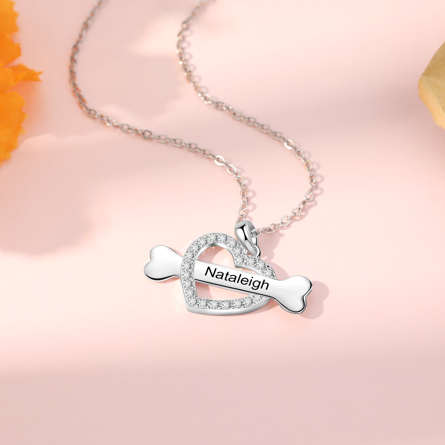 Name Heart and Bone Necklace - Uniqua Treasures