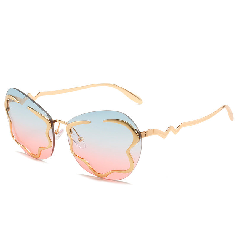 Womens Gold Design Frameless Sunglasses - Uniqua Treasures