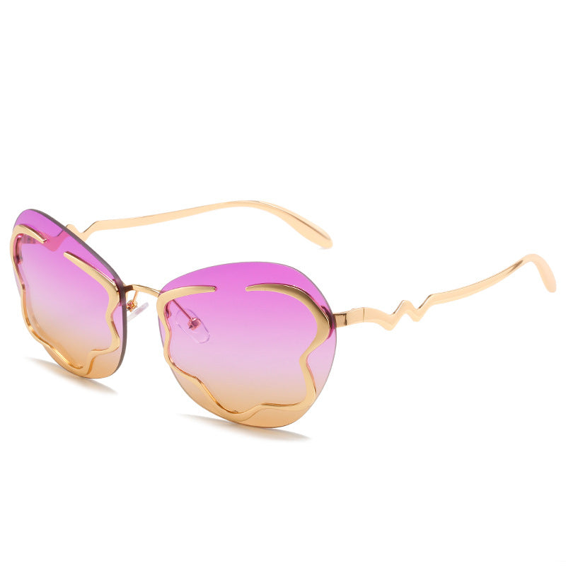 Womens Gold Design Frameless Sunglasses - Uniqua Treasures