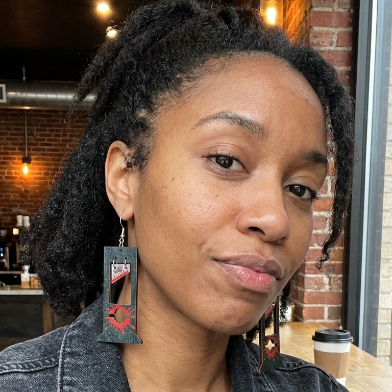 Guillotine Bloodstained Wood Earrings