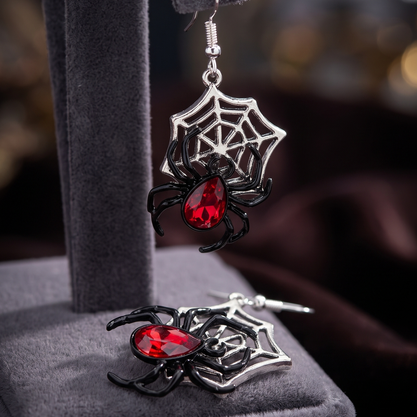 Crawling Spider Web Earrings