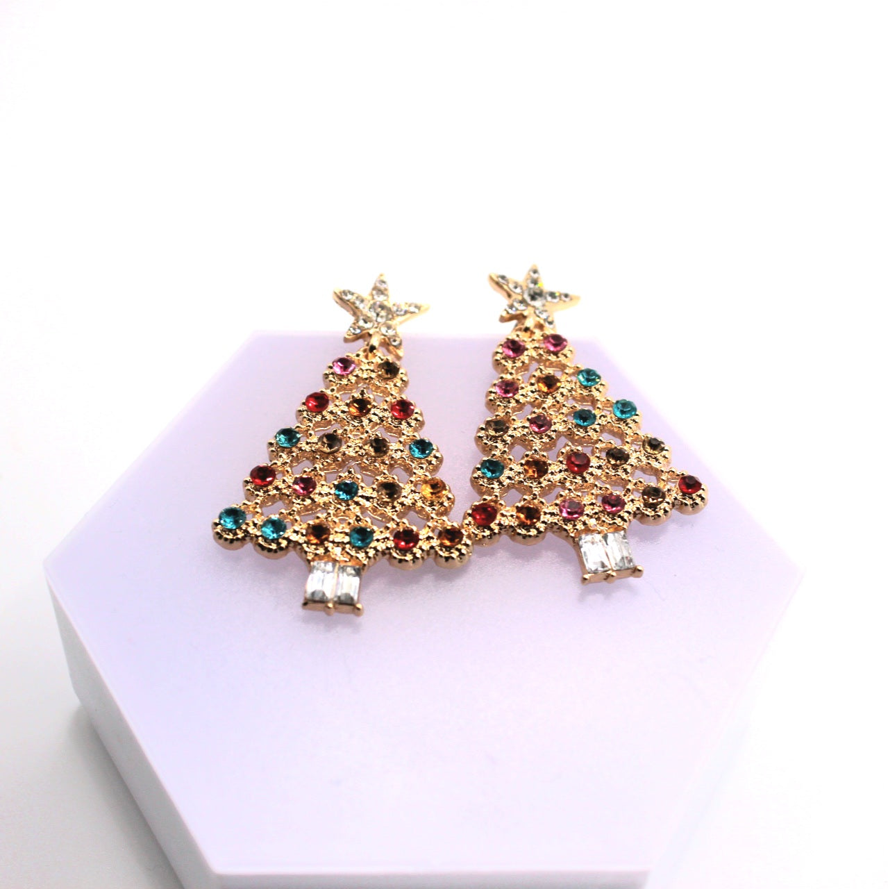 Rhinestone Christmas Tree Earrings - Uniqua Treasures