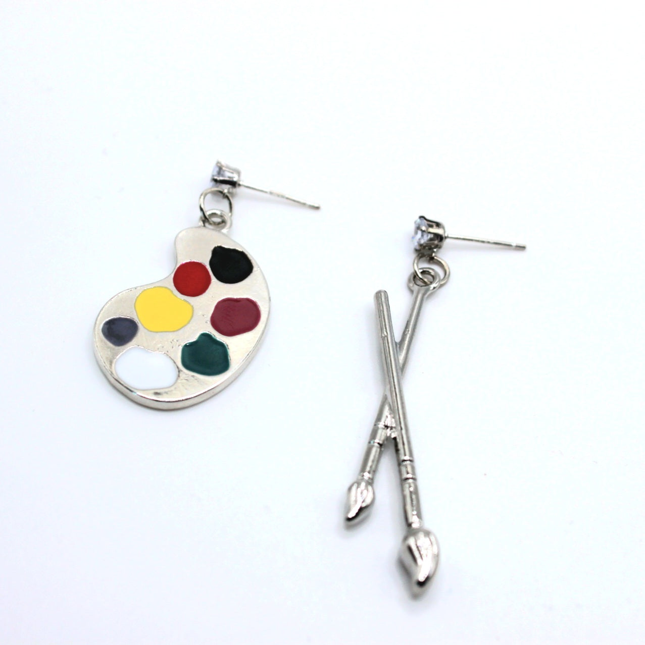 Asymmetry Paint Brush Palette Stud Earrings - Uniqua Treasures