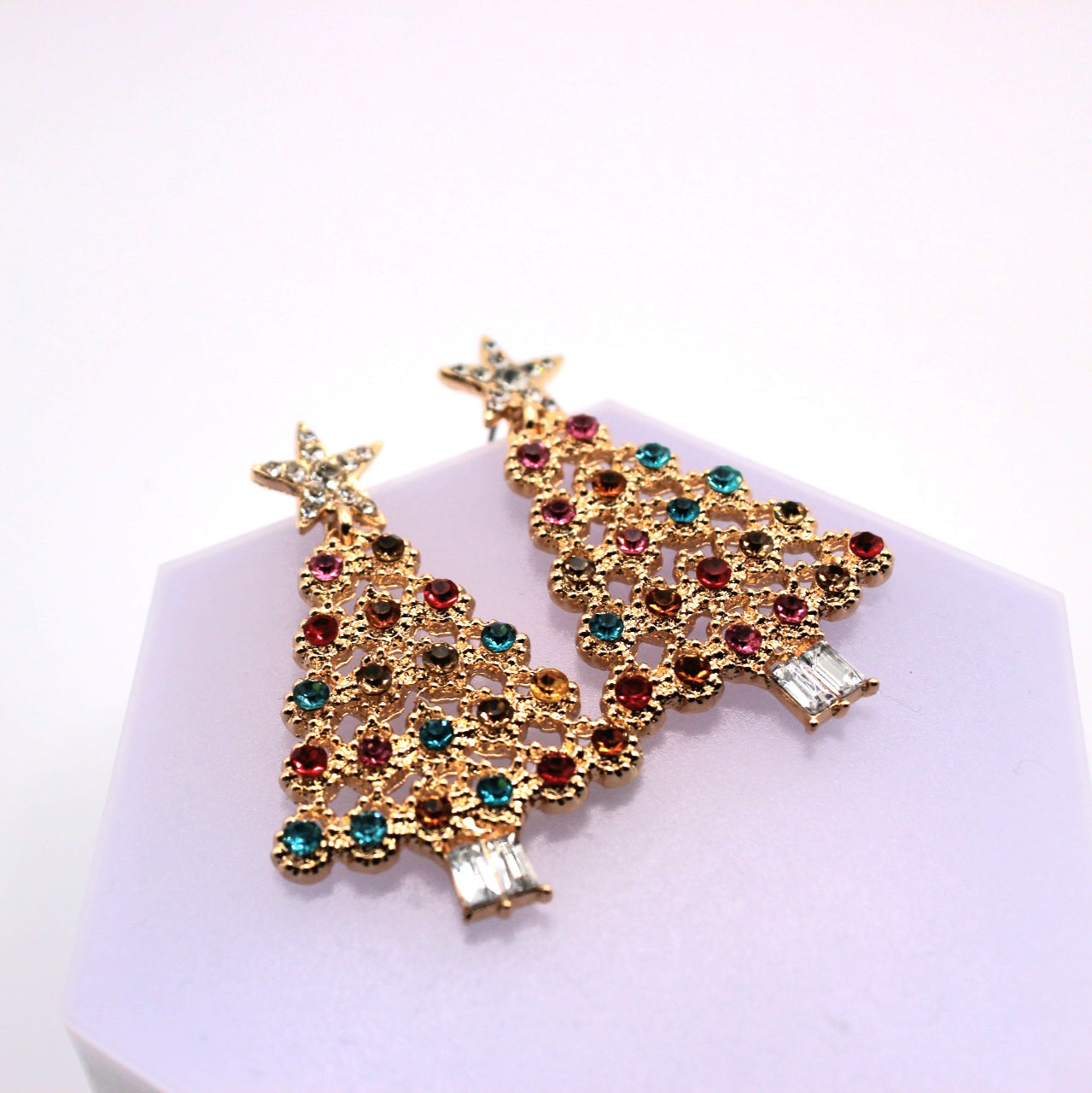 Rhinestone Christmas Tree Earrings - Uniqua Treasures