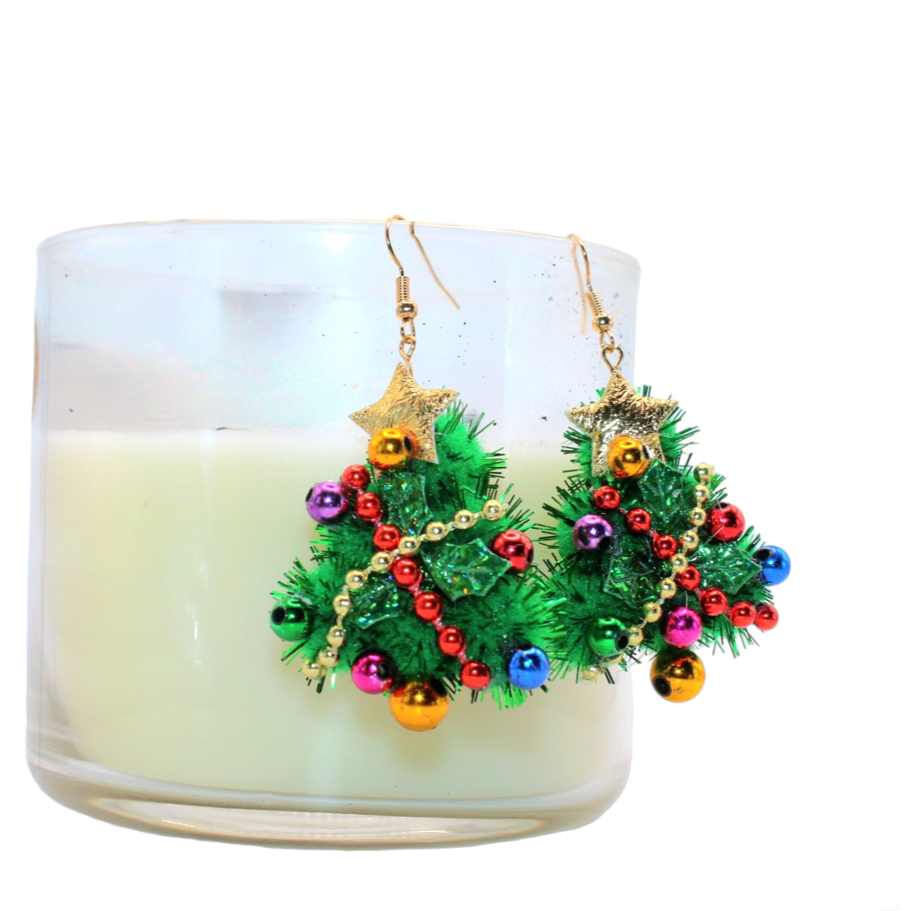 Soft Christmas Tree Ornament Earrings - Uniqua Treasures