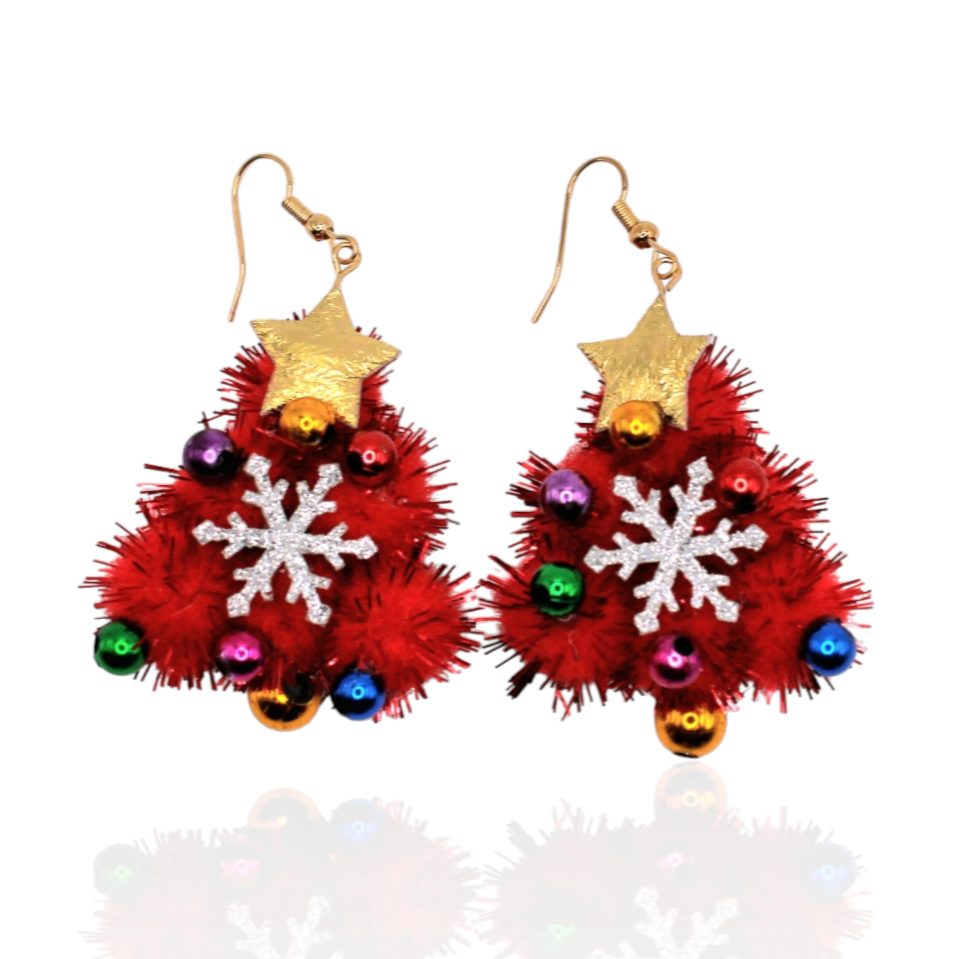 Soft Christmas Tree Ornament Earrings - Uniqua Treasures