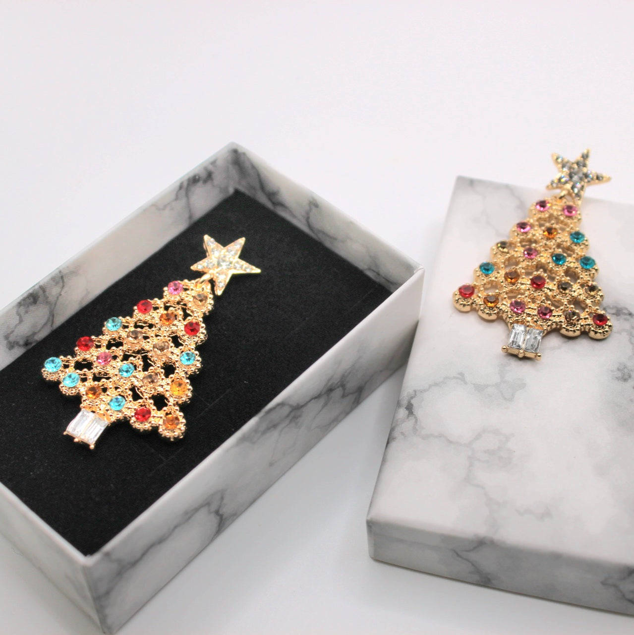 Rhinestone Christmas Tree Earrings - Uniqua Treasures