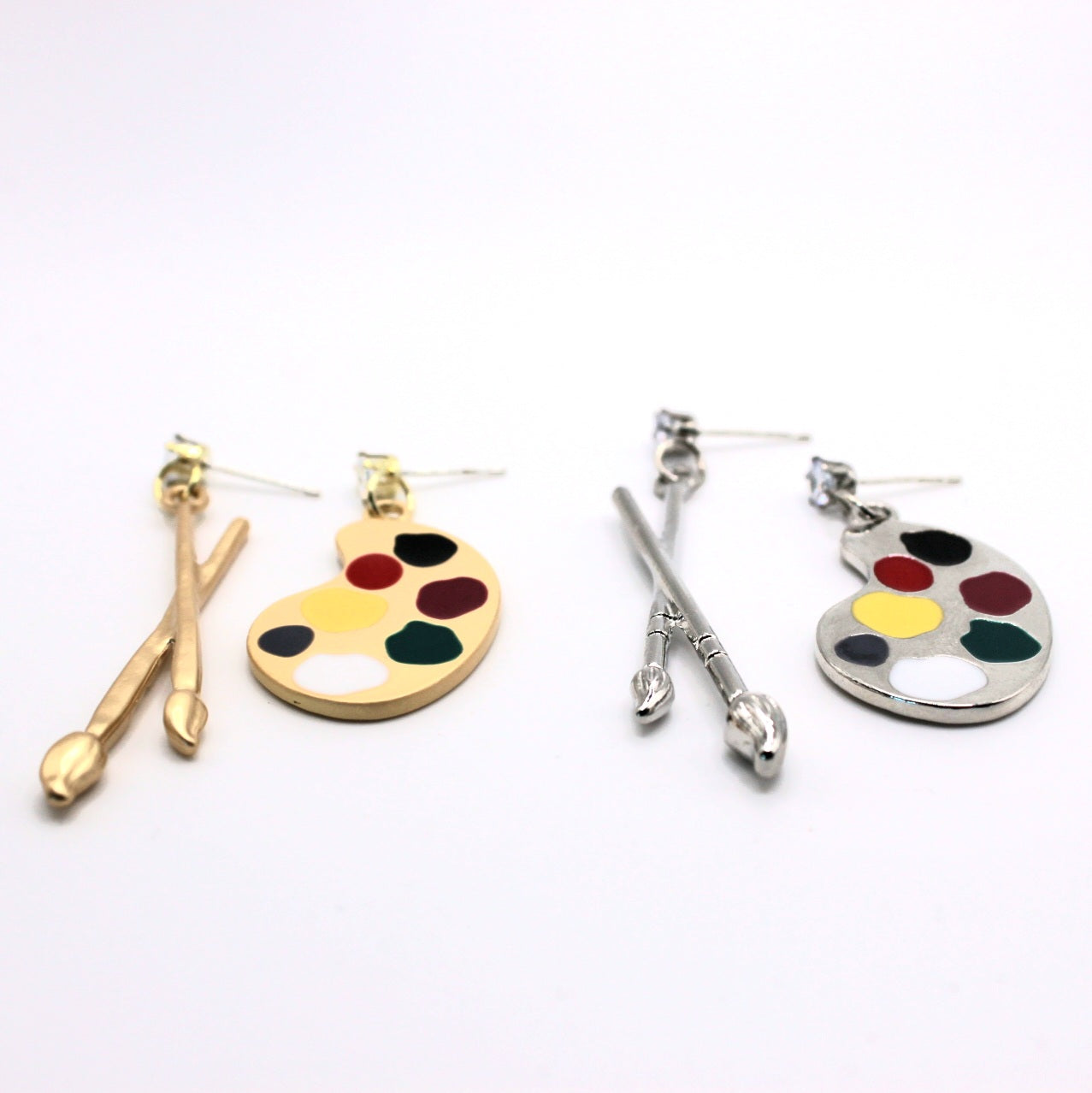 Asymmetry Paint Brush Palette Stud Earrings - Uniqua Treasures