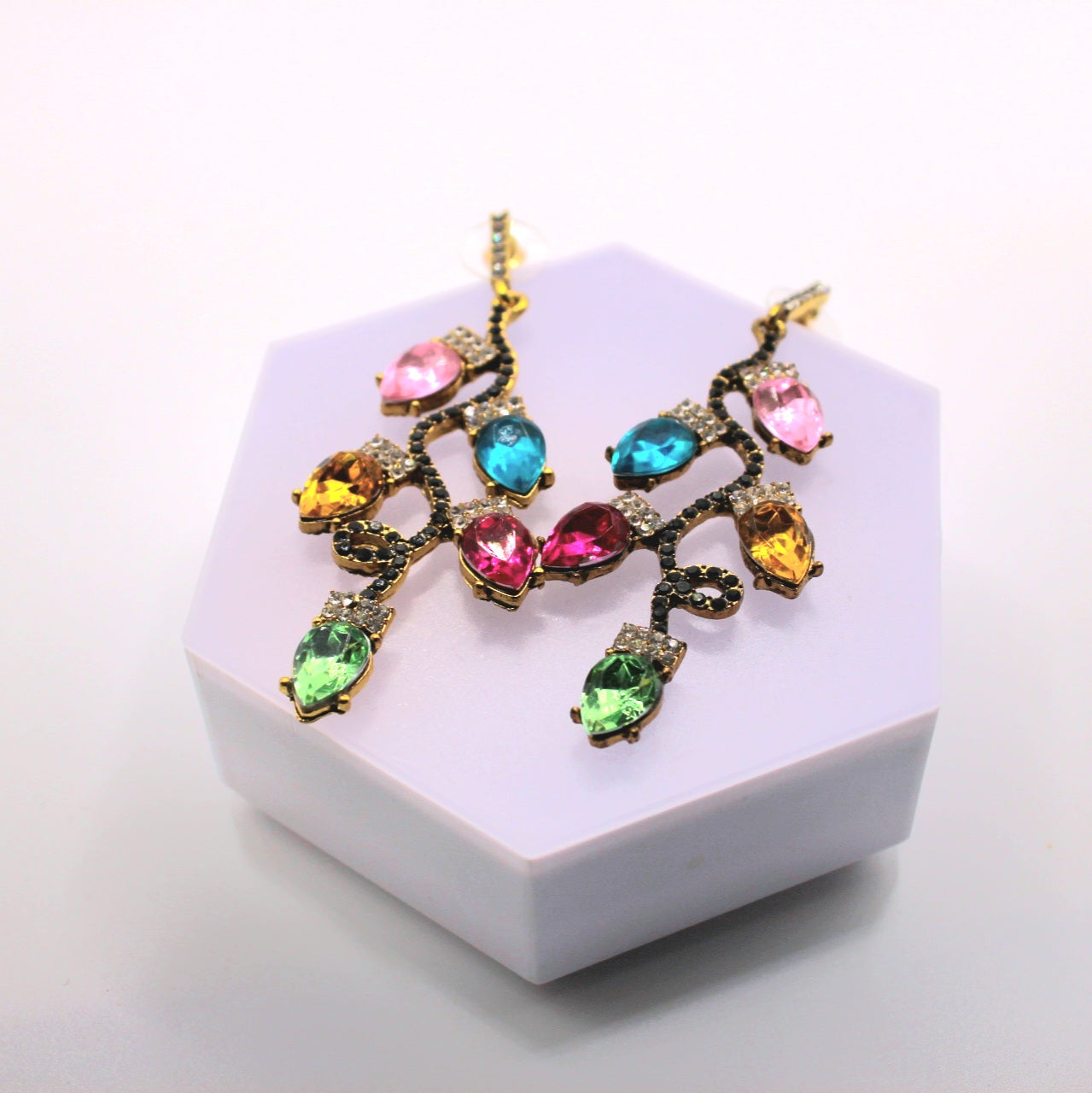 Crystal Christmas Light Earrings - Uniqua Treasures