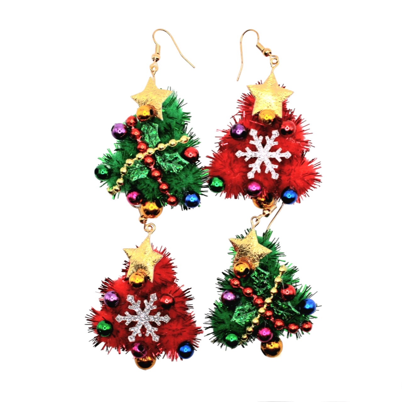 Soft Christmas Tree Ornament Earrings - Uniqua Treasures