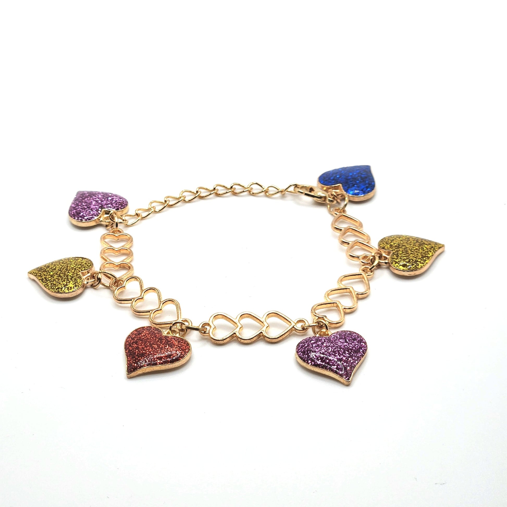 Multi Color Heart Charm Bracelet - Uniqua Treasures