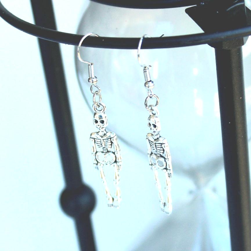 Silver Skeleton Earrings - Uniqua Treasures