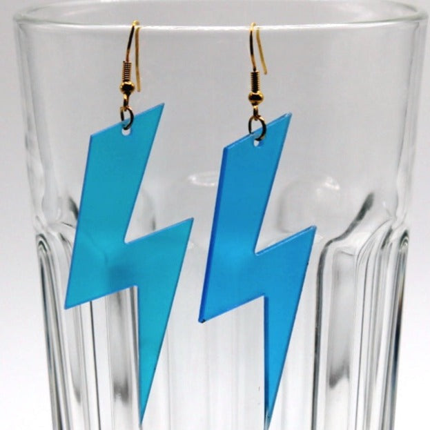 Blue Lightning Bolt Earrings - Uniqua Treasures