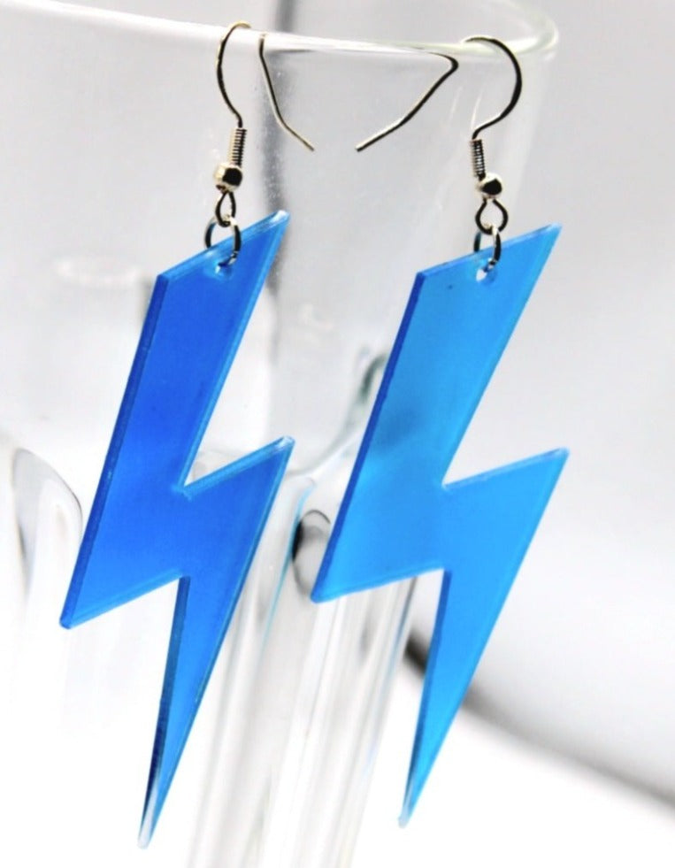 Blue Lightning Bolt Earrings - Uniqua Treasures