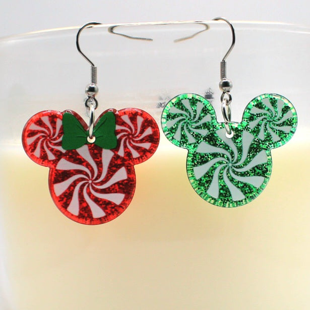 Peppermint Candy Swirl Character Earrings - Uniqua Treasures